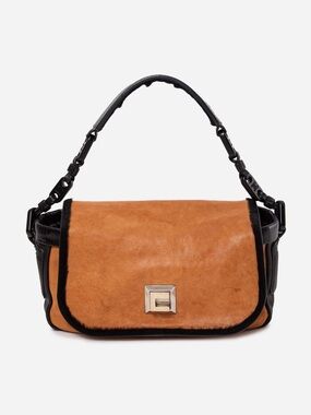 Celine Suede/Leather Flap Shoulder Bag Brown/Black